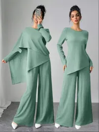 zc56106-shein-komplet-teskturowy-bluzka-spodnie-narzutka-40-m