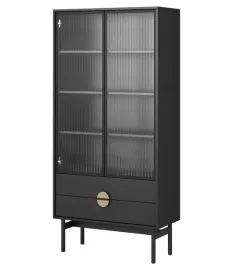 witryna-wysoka-stoon-84-cm-z-czterema-polkami-i-szufladami-czarna