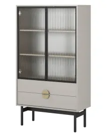 witryna-niska-stoon-84-cm-z-trzema-polkami-i-szufladami-szary-bez