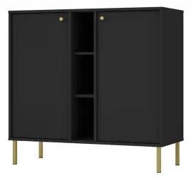 komoda-dwudrzwiowa-oktio-z-polkami-100-cm-czarny-grafit-na-zlotych-nogach