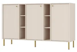 komoda-trzydrzwiowa-oktio-z-polkami-159-cm-bez-piaskowy-na-zlotych-nogach