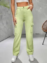 zc63109-shein-zielone-jeansy-bojowki-wysoki-stan-s