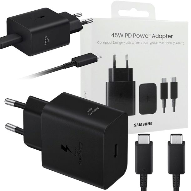 SZYBKA ŁADOWARKA SAMSUNG 45W QC ZESTAW do telefonu USB-C TYP-C + KABEL 1.8m