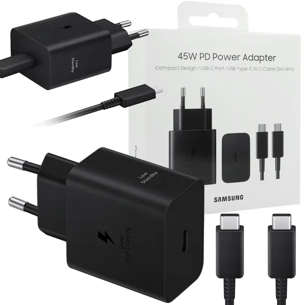 SZYBKA ŁADOWARKA SAMSUNG 45W QC ZESTAW do telefonu USB-C TYP-C + KABEL 1.8m