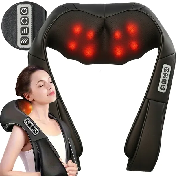 Pas masujący Shiatsu podgrzewany masażer do karku pleców ramion szyi ciała