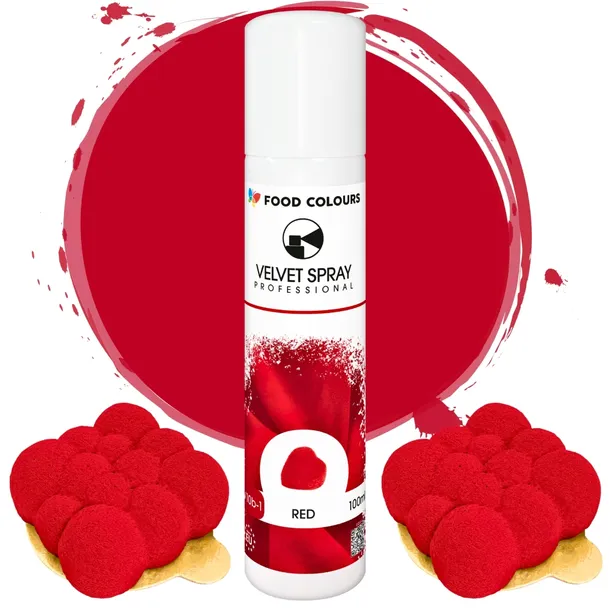 BARWNIK SPOŻYWCZY CZERWONY ZAMSZ WIELKANOC W SPRAYU DO DEKORACJI TORT 100ml
