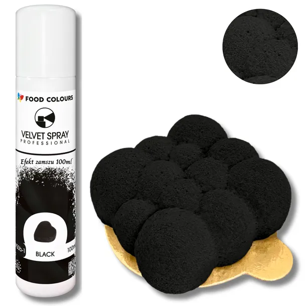 BARWNIK SPOŻYWCZY CZARNY W SPRAYU ZAMSZ VELVET DO DEKORACJI JADALNY100ml