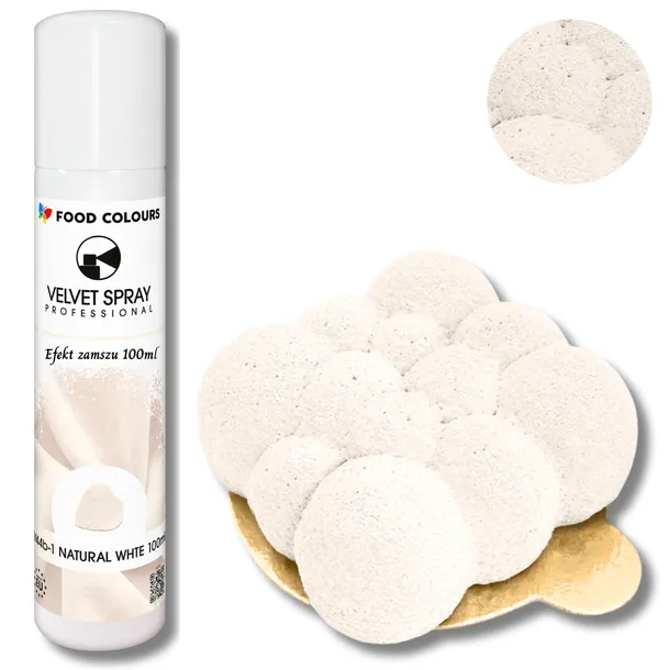BARWNIK SPOŻYWCZY BIAŁY ZAMSZ WIELKANOC W SPRAYU VELVET DO DEKORACJI 100ml