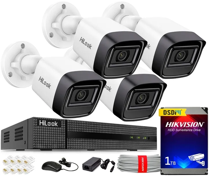 Zestaw Monitoringu IP 4MPx Hikvision HiLook 4 Kamery IPC-B141H-C PoE Dysk