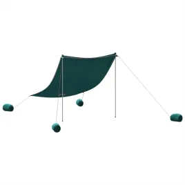 zadaszenie-na-plaze-z-obciaznikami-zielone-214x236-cm