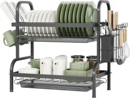 suszarka-do-naczyn-dwupoziomowa-stojaca-nierdzewna-czarna-metalowa-ociekacz