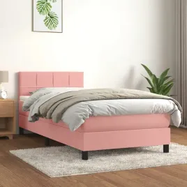 vidaxl-lozko-kontynentalne-z-materacem-rozowe-aksamit-100x200-cm
