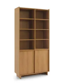 regal-yasumi-98-cm-dab-karmel-biblioteczka-z-drzwiami-japandi