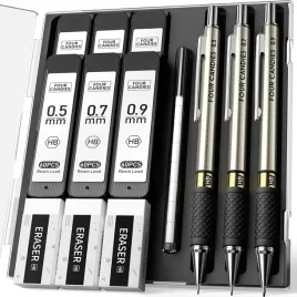 olowki-mechaniczne-zestaw-olowkow-wymienne-wklady-gumka-temperowka-3-sztuki