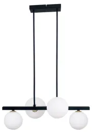 lampa-wiszaca-4-punktowa-nad-stol-czarna-z-bialymi-kulistymi-kloszami-kama