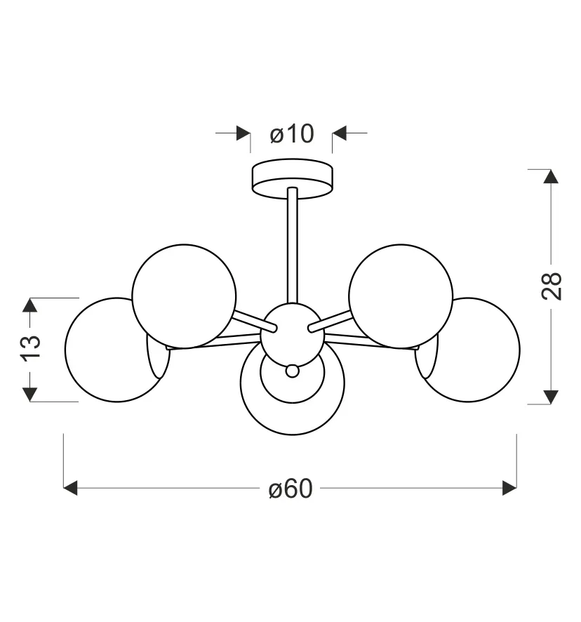 lampa-wiszaca-calari-5x40w-e14-czarna-biale-klosze-kule-piecioramienna