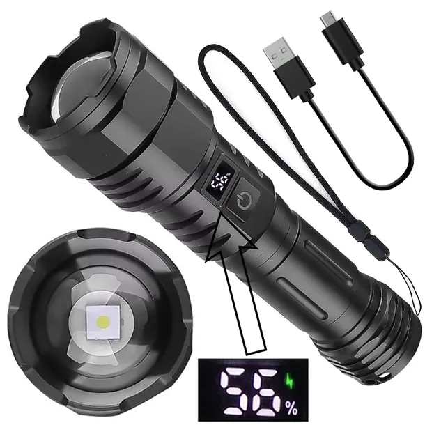 LATARKA TAKTYCZNA LED ZOOM 1W NA USB AKUMULATOROWA WYŚWIETLACZ 3 TRYBY