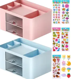 organizer-na-biurko-z-szufladami-2x-wielofunkcyjne-przybornik-5-komor