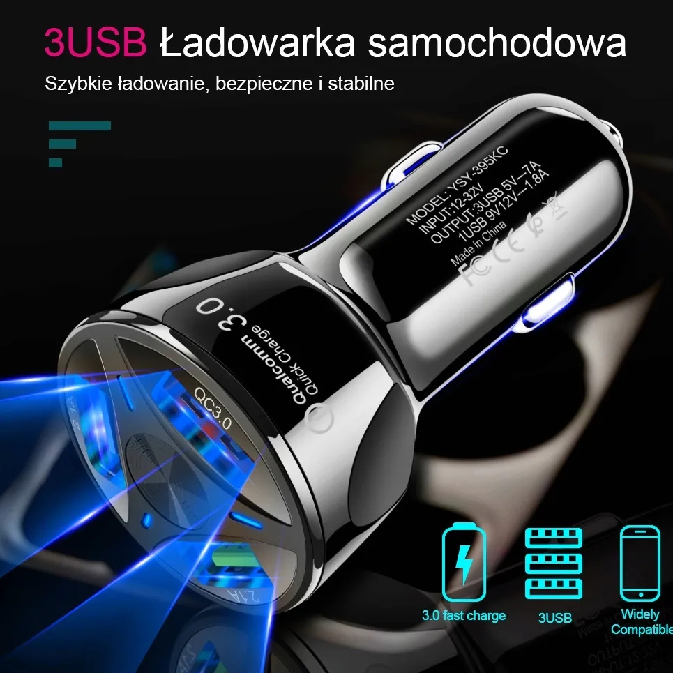 szybka-samochodowa-ladowarka-3xusb-qualcomm-qc-3-0-do-telefonu-quick-charge-stan-nowy