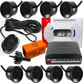 zestaw-8x-czujniki-parkowania-cofania-z-buzzerem-parktronic-czarne-sensory