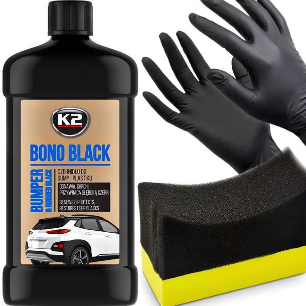 K2 Bono Czernidło Do Plastiku Opon Gumy Kokpitu + Aplikator Rękawiczki