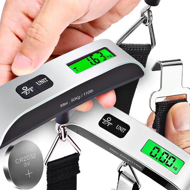 WAGA BAGAŻOWA LOTNICZA TURYSTYCZNA PODRÓŻNA KIESZONKOWA LCD 50kg + BATERIA
