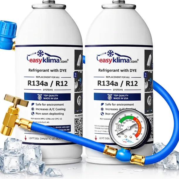 2X CZYNNIK DO KLIMATYZACJI R134a DO NABIJANIA KLIMY + WĄŻ Z MANOMETREM