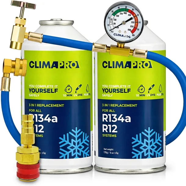 DUŻY ZESTAW CLIMAPRO DO NABIJANIA KLIMATYZACJI AUT Z R134a PRZEWÓD ADAPTER