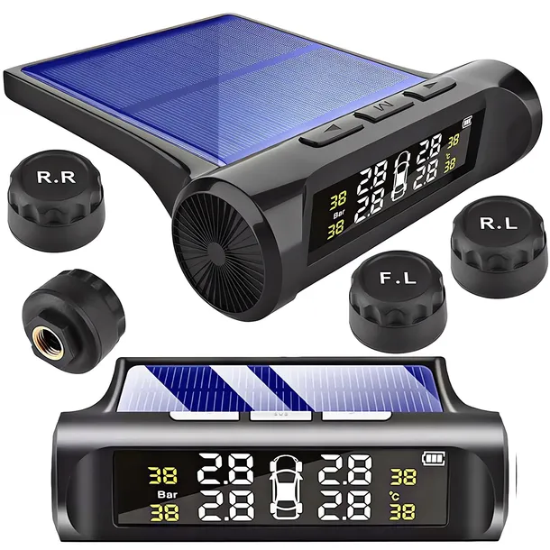 Bezprzewodowe Czujniki ciśnienia kołach oponach TPMS wyświetlacz LCD SOLAR