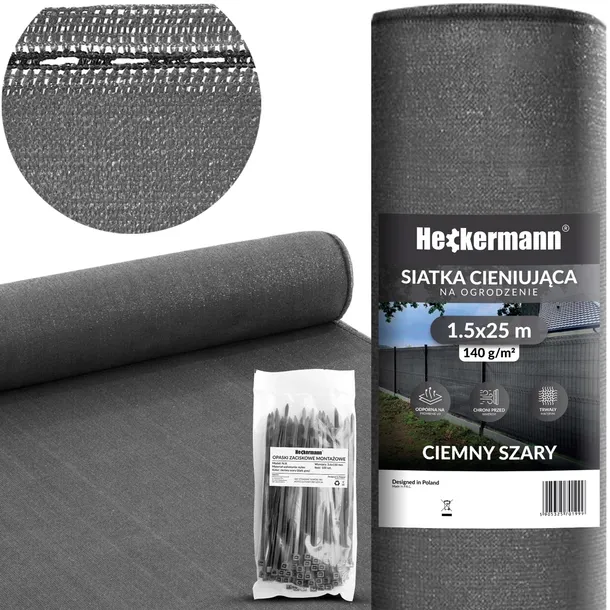 SIATKA CIENIUJĄCA MASKUJĄCA 90% NA OGRODZENIE PŁOT OSŁONOWA UV 1,5x25m 140g