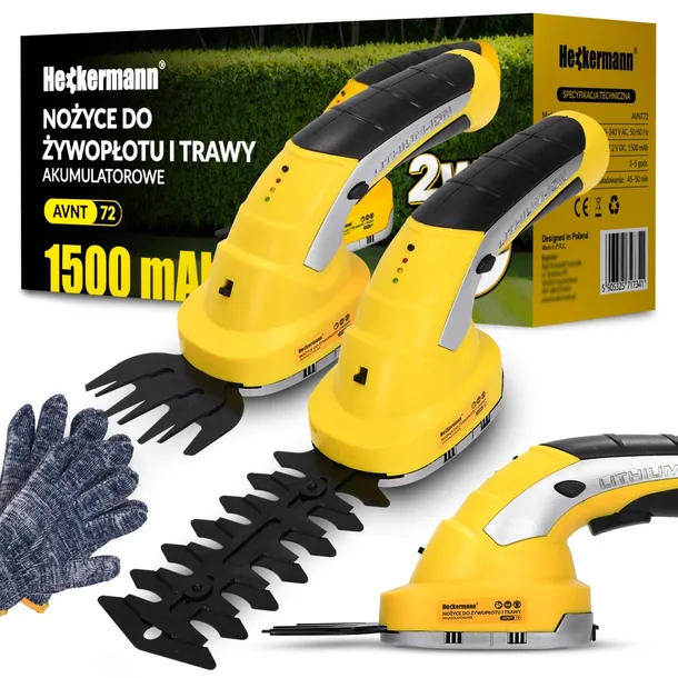 NOŻYCE DO TRAWY ŻYWOPŁOTU AKUMULATOROWE SEKATOR DO KRZEWÓW 1500mAh 7,2V