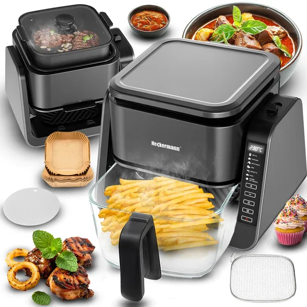 FRYTKOWNICA MULTICOOKER BEZTŁUSZCZOWA AIR FRYER Z PŁYTĄ GRZEWCZĄ 1700W 4L