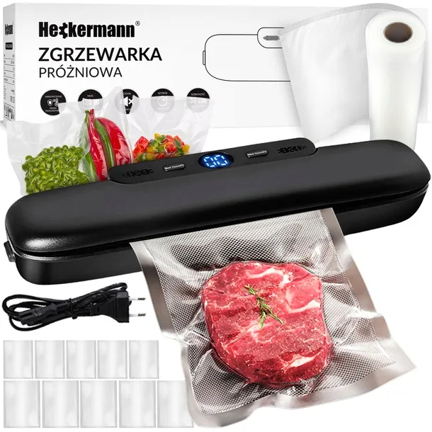 ZGRZEWARKA PRÓŻNIOWA DO PAKOWANIA ŻYWNOŚCI JEDZENIA PAKOWARKA 120W FOLIA 6m