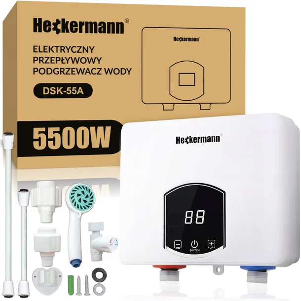 ELEKTRYCZNY PRZEPŁYWOWY PODGRZEWACZ WODY 230V 5,5kW 5500W