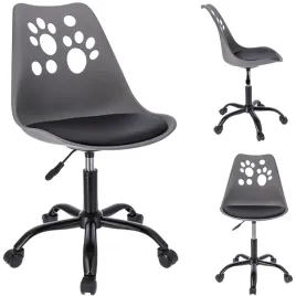 krzeslo-obrotowe-biurkowe-dzieciece-fotel-na-kolkach-joy-szaro-czarne