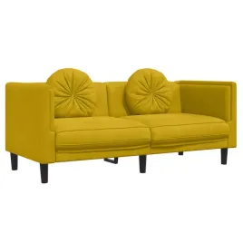 sofa-2-osobowa-z-poduszkami-zolta-aksamit