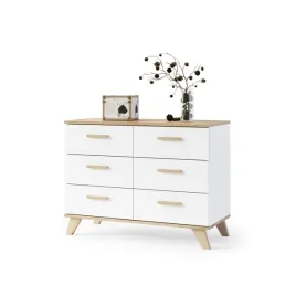 komoda-szafka-rtv-100cm-bialy-mat-dab-wotan-6-szuflady-salon-scandi
