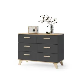 komoda-szafka-rtv-100cm-grafit-mat-dab-wotan-6-szuflady-salon-scandi