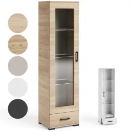 witryna-wysoka-jednodrzwiowa-do-salonu-witryna-szklana-szafka-regal-stojacy