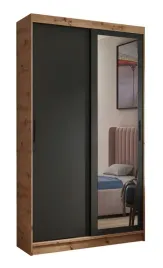 szafa-przesuwna-100-cm-z-lustrem-artisan-czarny-mat-drazek-polki-pojemna