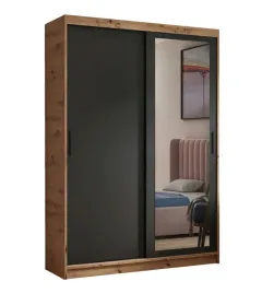 szafa-przesuwna-120-cm-z-lustrem-artisan-czarny-mat-drazek-polki-pojemna