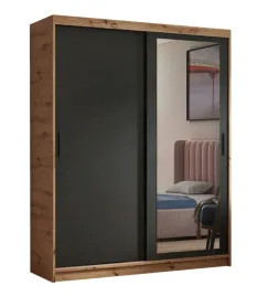 szafa-przesuwna-160-cm-z-lustrem-czarny-mat-artisan-drazek-pojemna-lustro