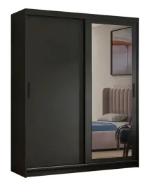 szafa-przesuwna-160-cm-z-lustrem-czarny-mat-drazek-polki-pojemna-lustro