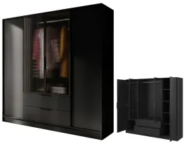 duza-szafa-ubraniowa-drazek-polki-garderoba-z-szufladami-2-x-szklo-czarna