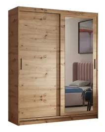 szafa-przesuwna-160-cm-z-lustrem-dab-artisan-polki-drazek-pojemna-lustro