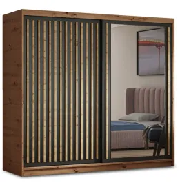 szafa-przesuwna-160-cm-z-lustrem-lamele-artisan-czarny-mat-pojemna-szafa