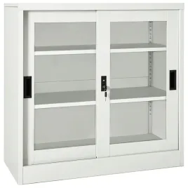 szafka-biurowa-z-przesuwnymi-drzwiczkami-jasnoszary-stal-i-szklo-90x40