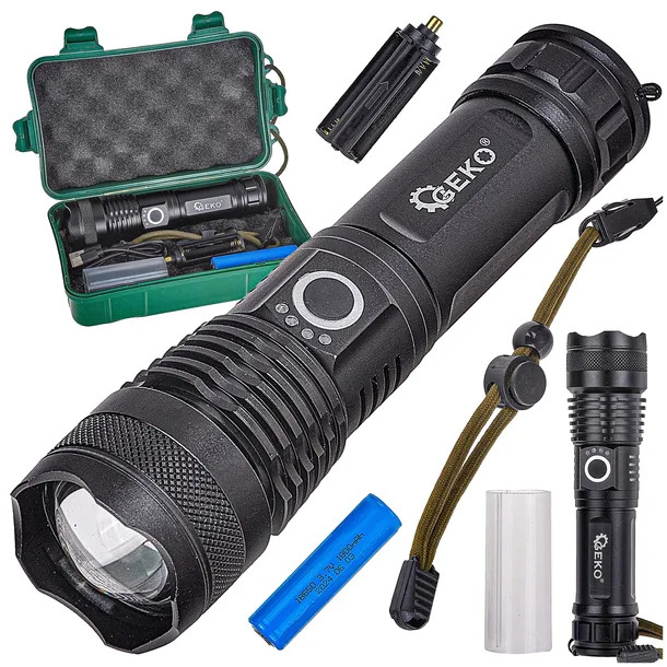 LATARKA LED XHP50 TAKTYCZNA 1500LM ZOOM USB C IPX8 AKUMULATOR AAA