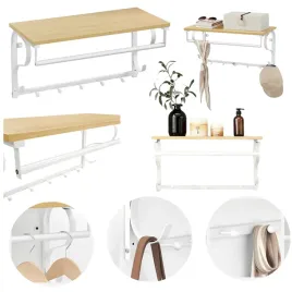 polka-z-wieszakami-wiszaca-scienna-biala-drewno-5-haczykow-do-przedpokoju