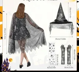 stroj-kostium-czarownicy-wiedzma-akcesoria-5x-peleryna-halloween-kapelusz